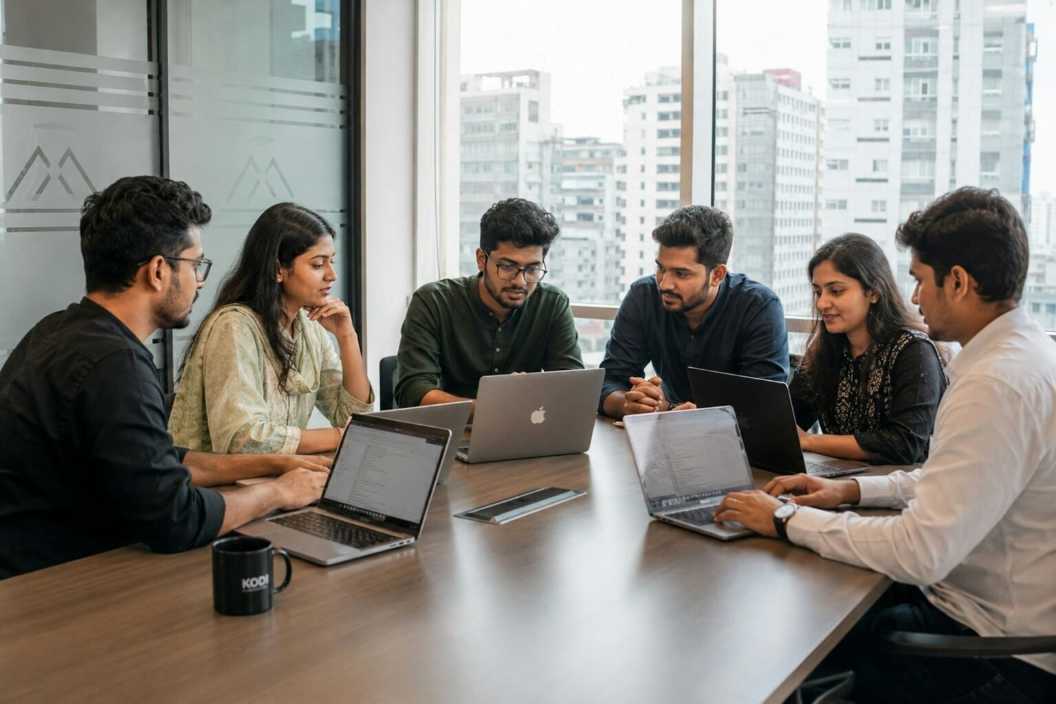 Young professionals collaborating in a modern office