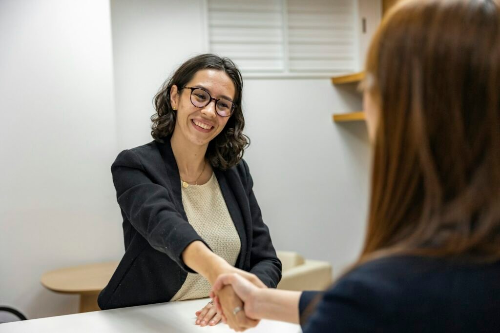 Candidate shaking hands after a job interview